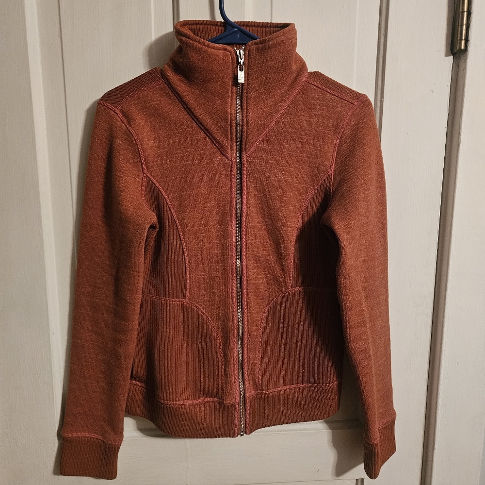 Prana Tobi Fullzip Sweater Burnt Orange Size Small